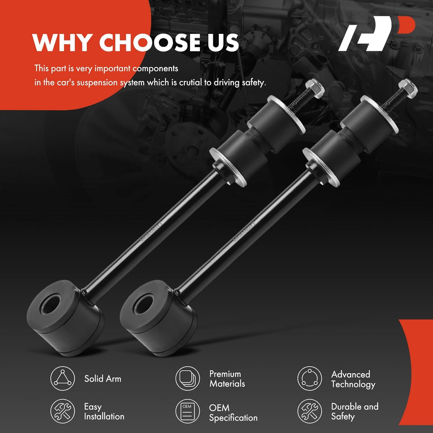 A-Premium 2 x Front Sway Bar Links Stabilizer Bar Links, Compatible with Ford F-59 Commercial Stripped Chassis 1989-1994, F-53 Motorhome Chassis 1989-1997