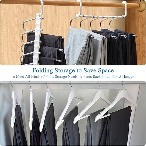 Miniatura 6 de LIOUCBD - 2 perchas para pantalones que ahorran espacio, estantes multifuncionales para pantalones, organizador de almacenamiento de armario de