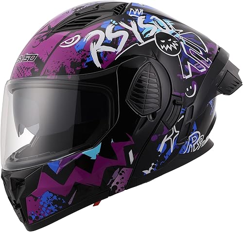 DOT - Casco modular de motocicleta de cara completa, aprobado por DOT, abatible, doble visera, motocicleta, carreras, bicicleta de calle, casco