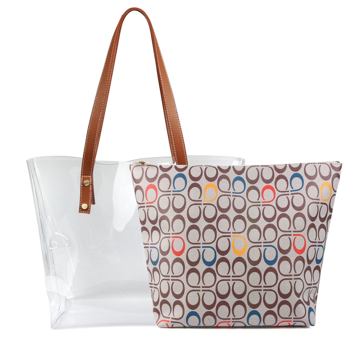 MICOM Shoulder Bags,2 in 1 Women Handbags Clear Bag with Signature Inner Bag