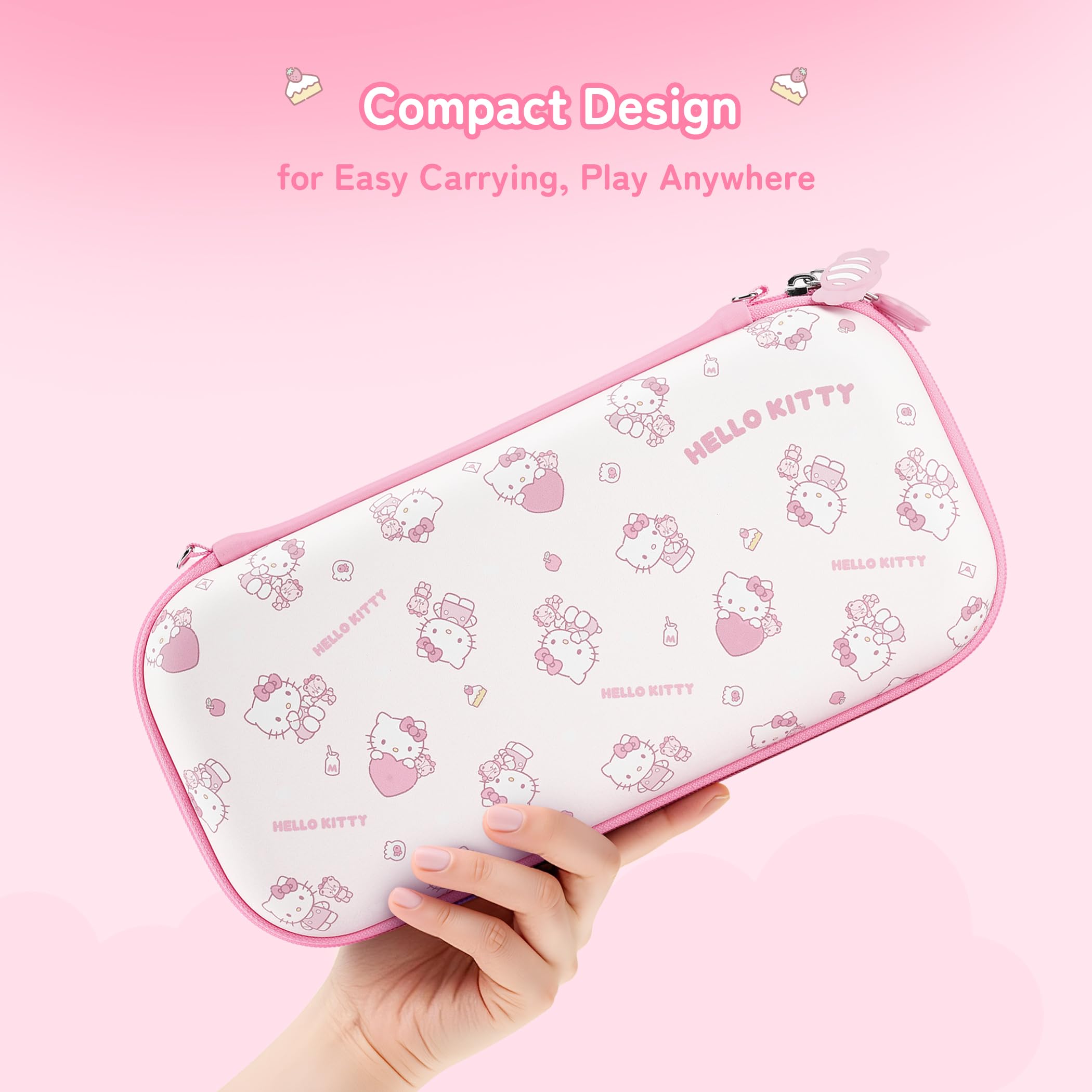 Kuitmor Étui de Transport Compatible avec Switch 2 (2025) 7,9 Pouces, Coque Rigide Mince pour Voyage avec 12 Emplacements de Cartes de Jeu pour Console Switch 2 et Accessoires, Candy Party - HLK