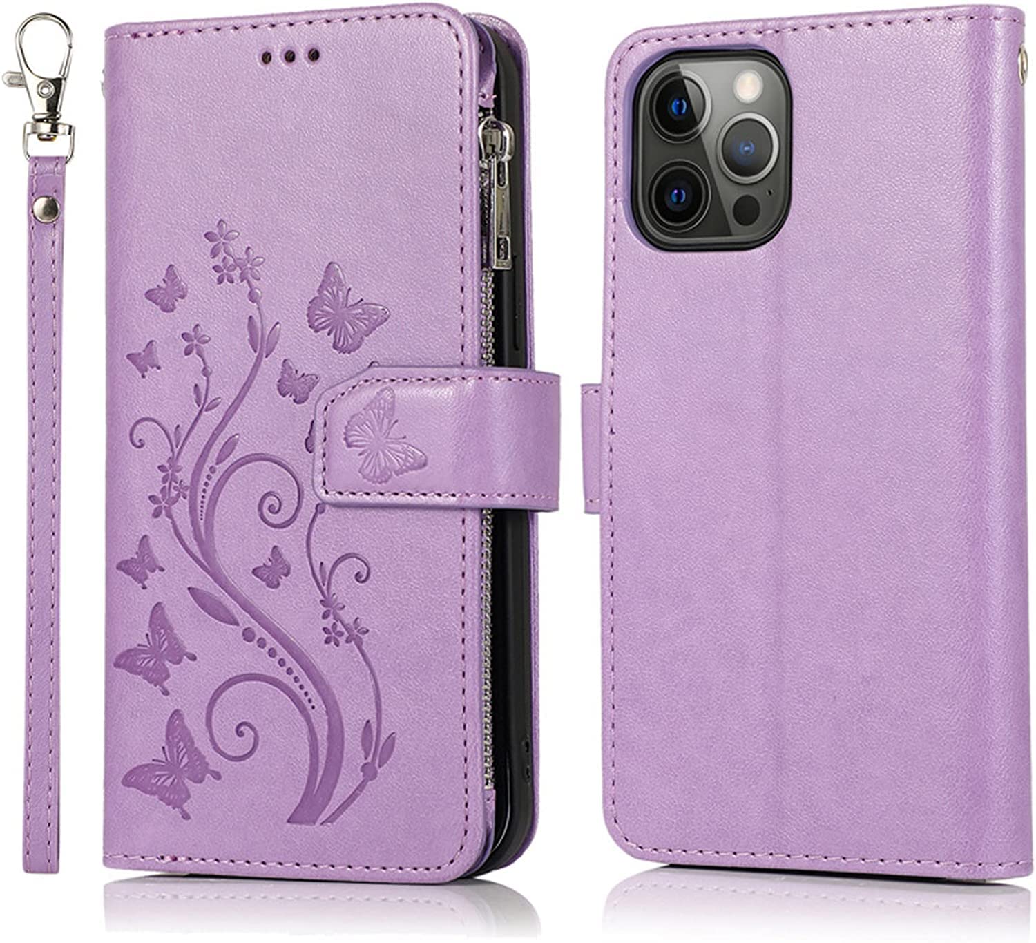 Étui portefeuille iPhone 13 Mini violet avec fermeture éclair antichoc - 8