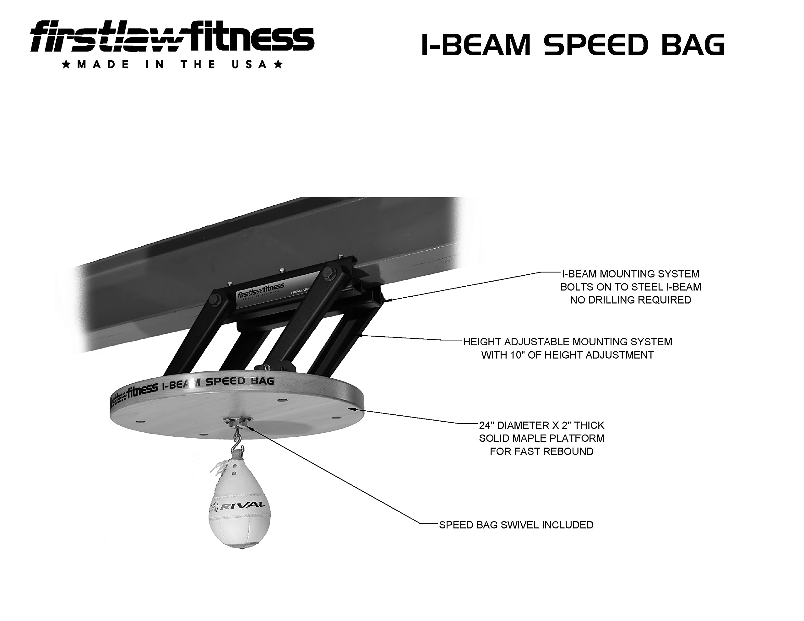 Firstlaw Fitness I-Beam Speed Bag - (I-Beam Width from 4.0