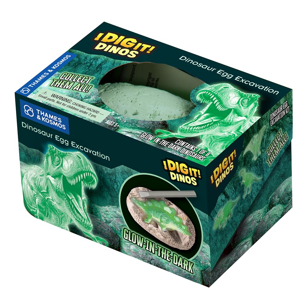 Thames & Kosmos I Dig It! Glow-in-the-Dark Dinosaurier-Ei-Ausgrabungs-Geschenk-Set, 18 Ausgrabungs-Sets in einzelnen Geschenkboxen, ideal für Gastgeschenke, Strumpffüller, Osterkörbe, ab 5 Jahren