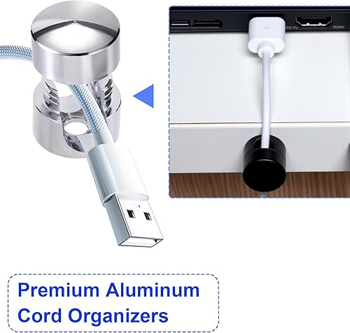 Miniatura 31 de 3 juegos de soportes de cargador para cables, soportes de anclaje de cable ajustables plateados, clips de cable de metal adhesivos, organizadores de