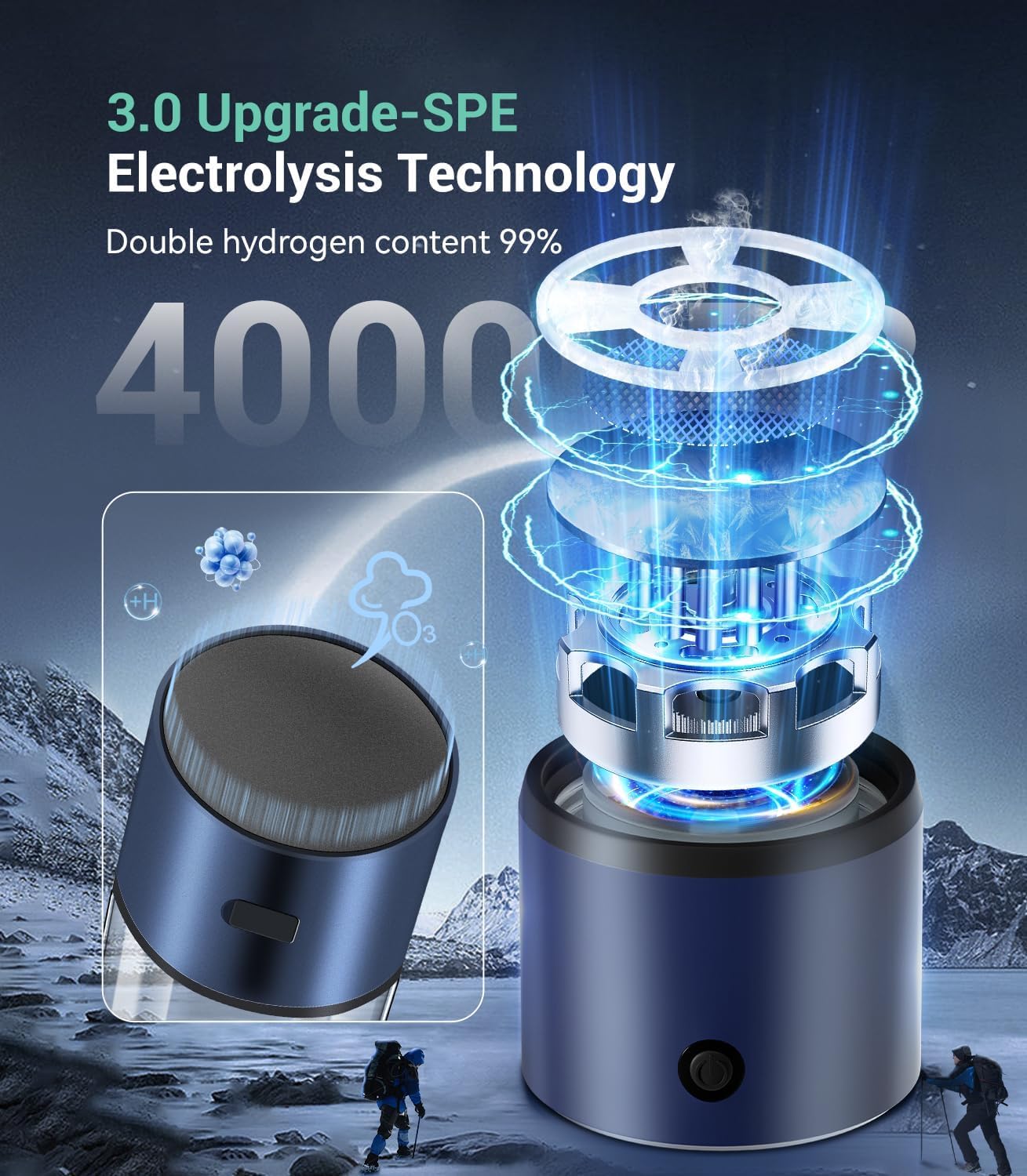 5.0 Upgrade 4000PPB High Concentration Hydrogen Water Bottle Generator【NO.1-24-Hour Hydrogen Lock】 SPE PEM Technology, Double Hydrogen Content & High Borosilicate Glass for Post-Workout Recovery - Image 5