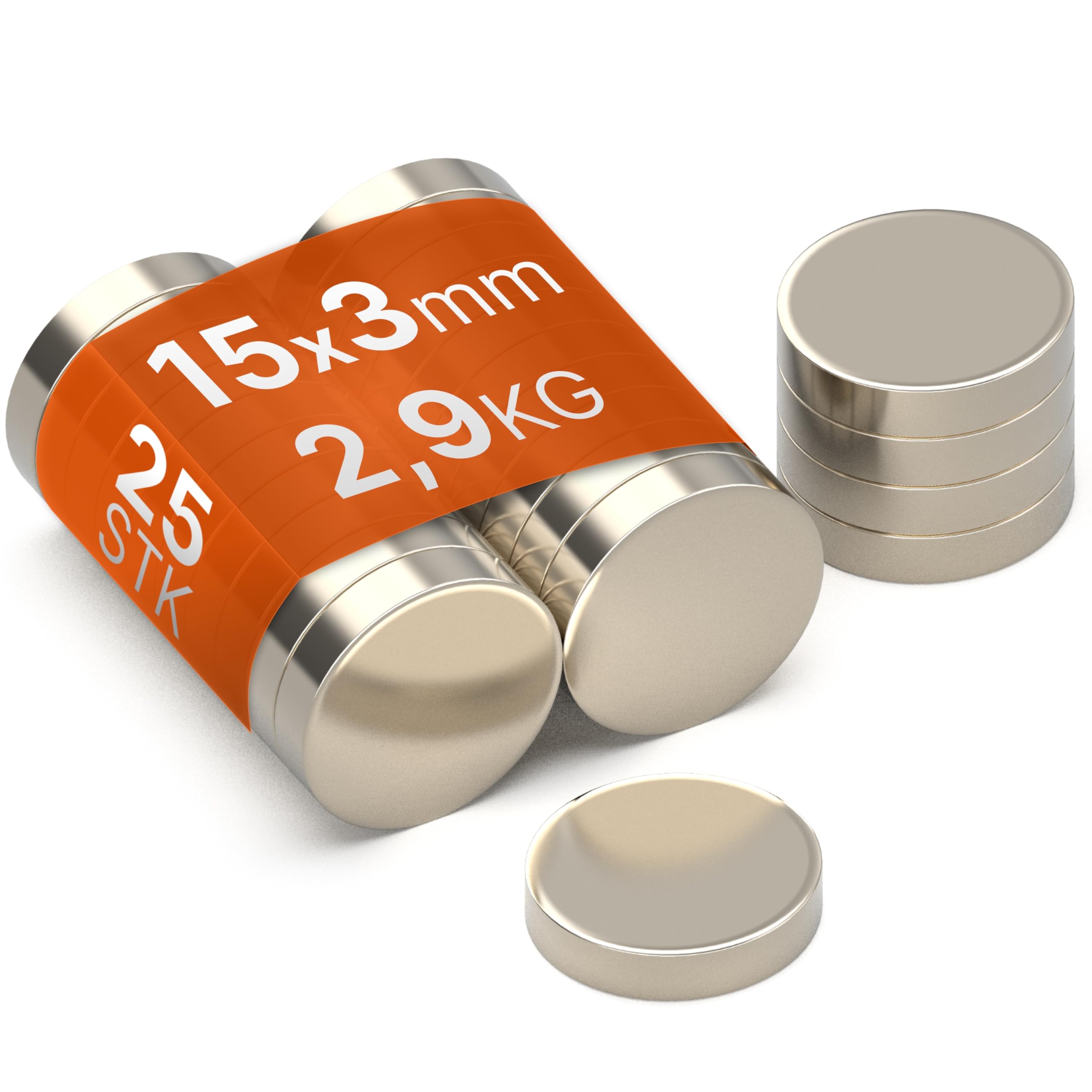 RICOO 15x3 NiCuNi Neodym Magnet extra stark Whiteboard Magnete für Magnettafel Mini Magneten starker Halt Scheibenmagnet Supermagnete Minimagnete für Kühlschrank Flachmagnet 25 Stück