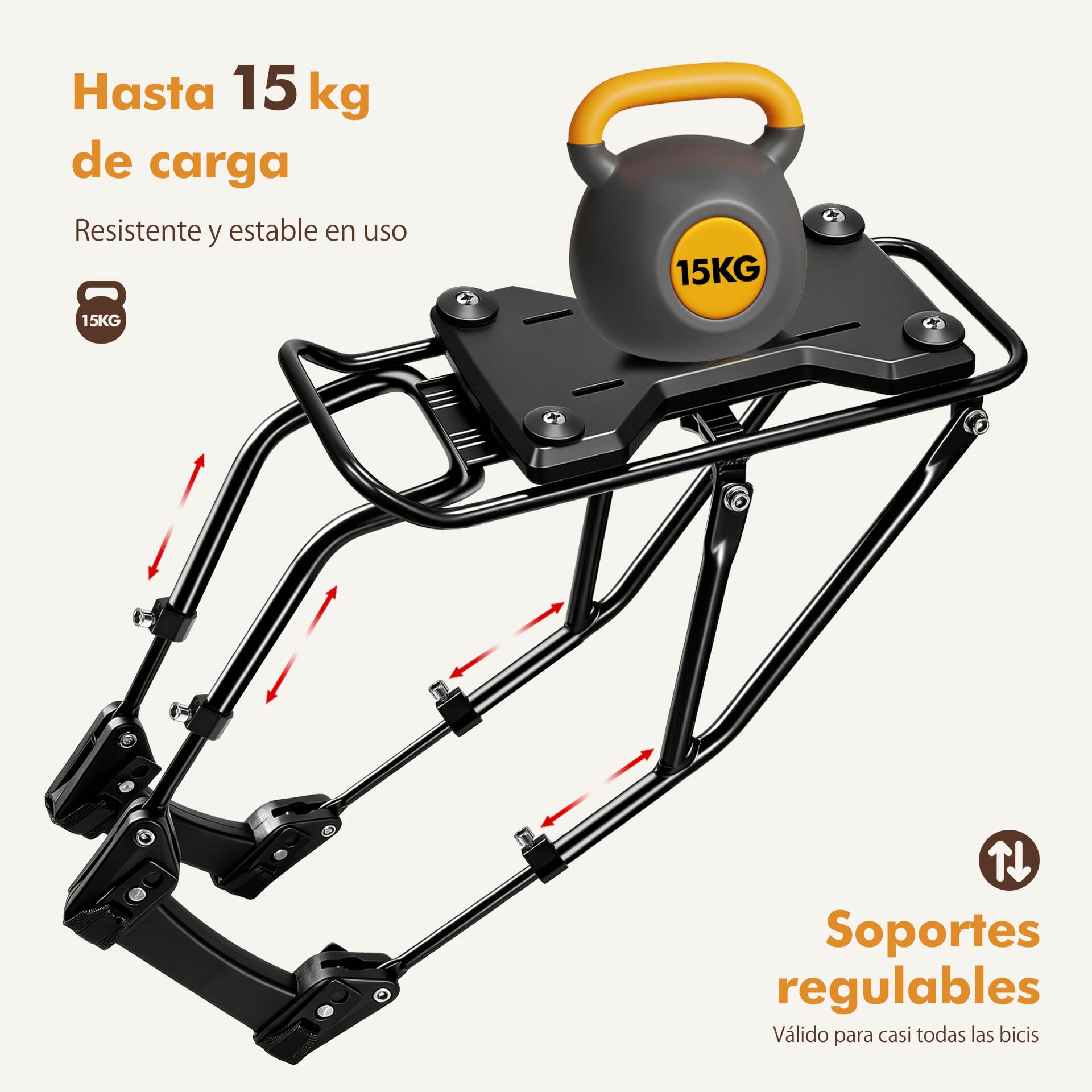 Mimoke - Portaequipajes para bicicleta con liberación rápida - Compatible con la mayoría de las bicicletas - Ajustable - Montaje rápido - Portaequipajes
