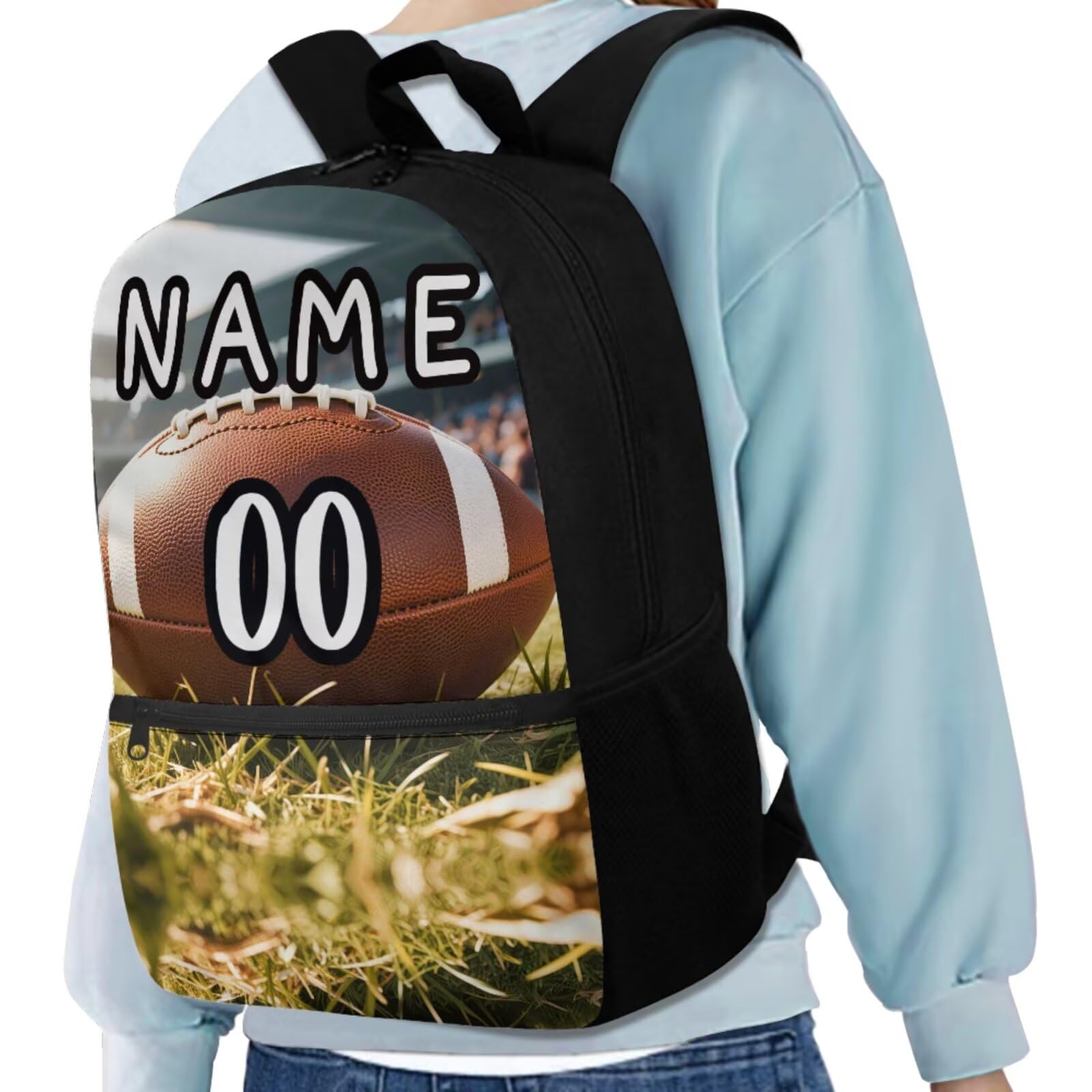 YEXIATODO Rugby Customized Backpack for Boys Primary School with Lunch Box Pencil Case Water Bottle Sleeve Lightweight Elementary School Bookbag for Teens Girls 5 in 1 for Kids Book Bag Set