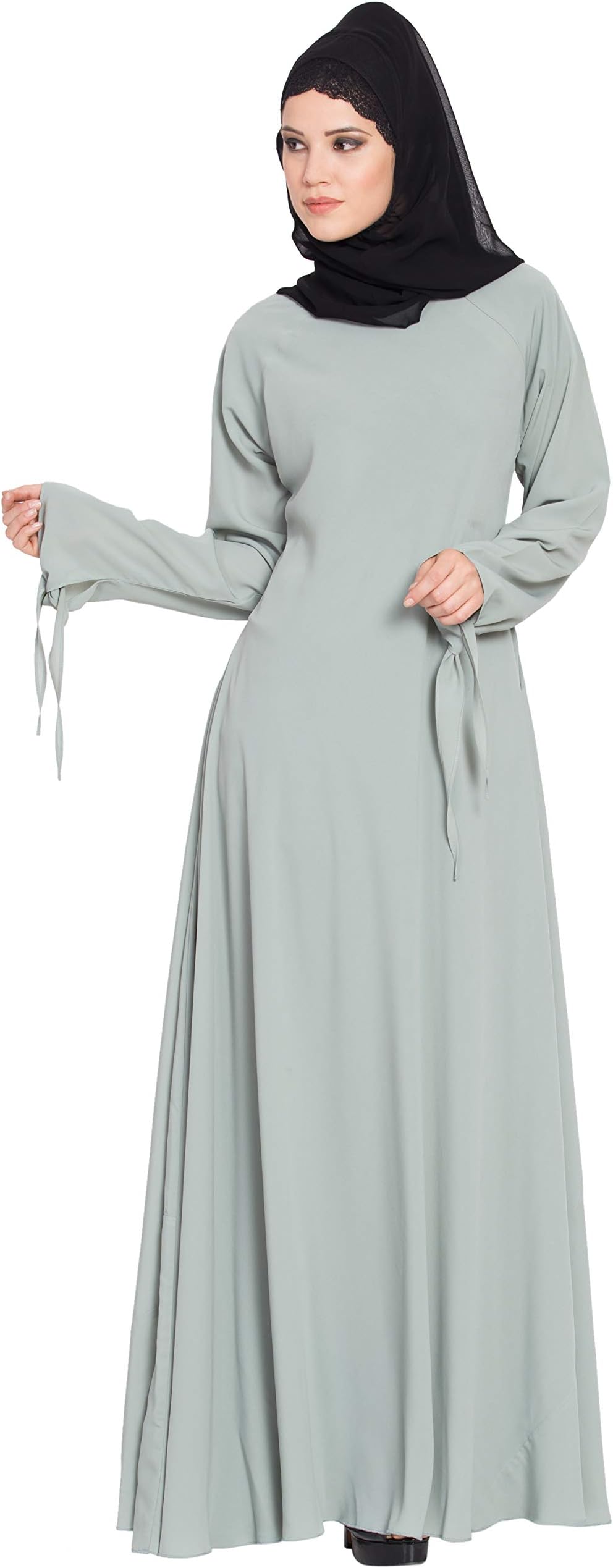 MushkiyaUmbrella Cut Abaya with Designer Sleeves-Sea Green Burka Dress for girls, ladies, women, Burkha (ABU-023-Sea Green