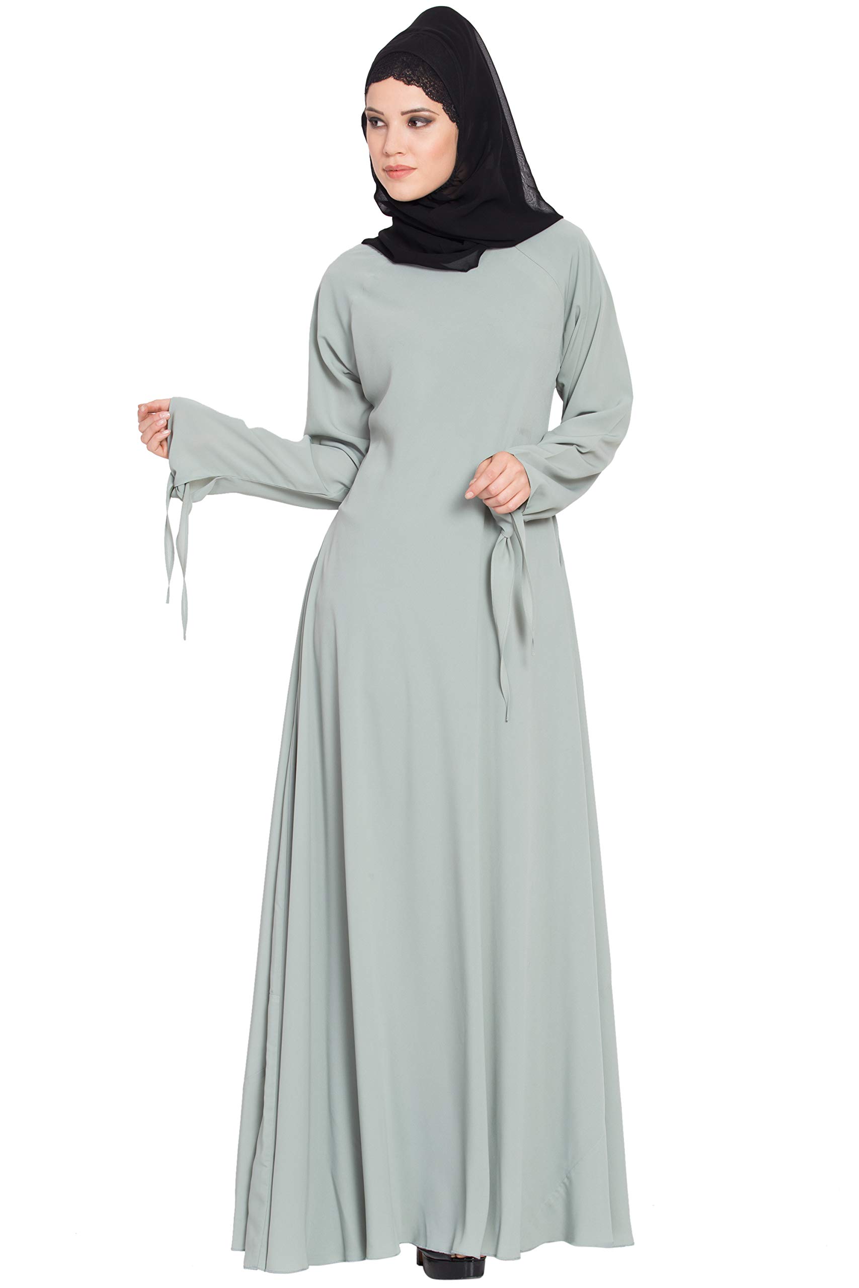 MushkiyaUmbrella Cut Abaya with Designer Sleeves-Sea Green Burka Dress for girls, ladies, women, Burkha (ABU-023-Sea Green