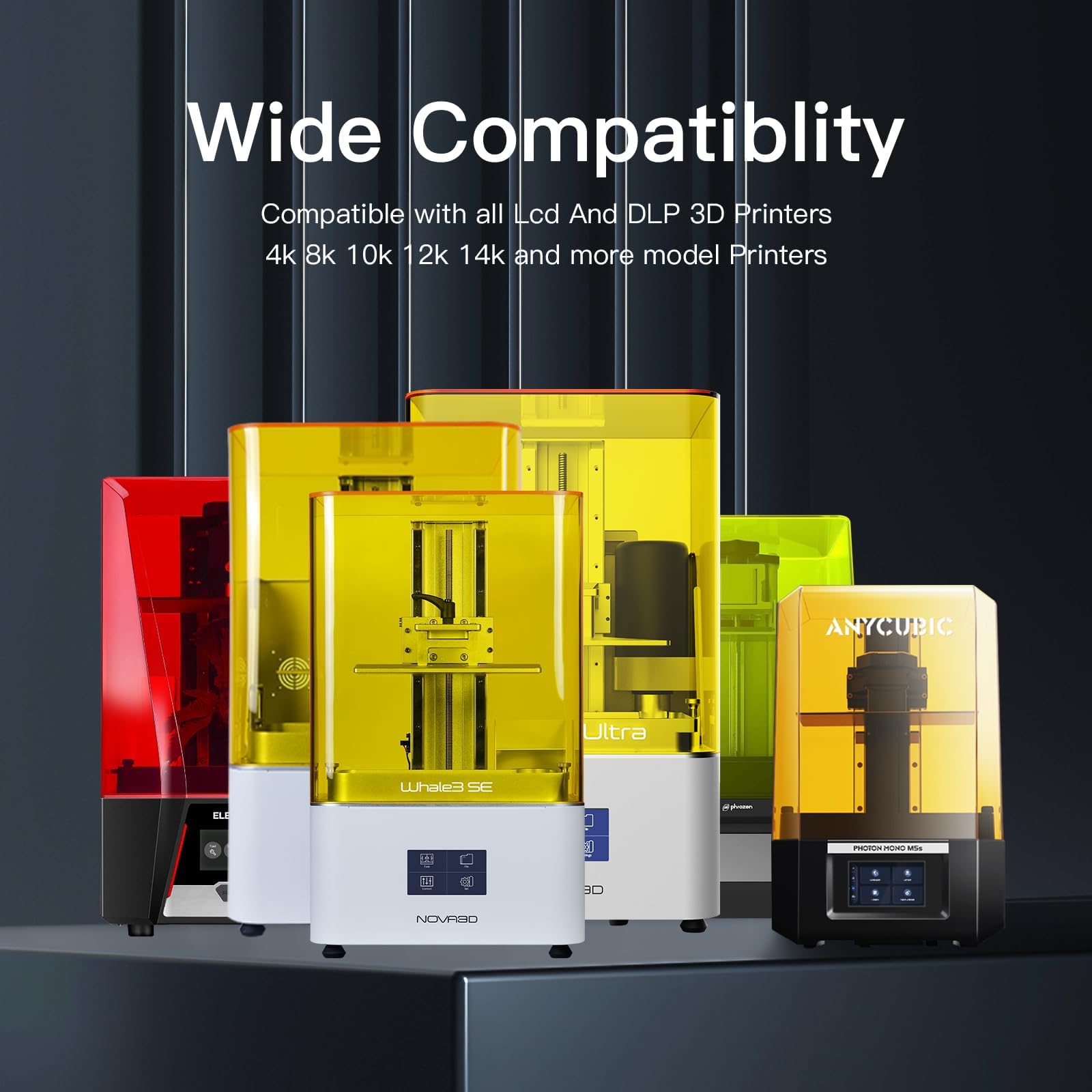 NOVA3D Resina fotosensibile di stampa 3D ad alta durezza, asciugatura rapida UV 405 nm per stampanti 12K/14K/LCD/DLP/SLA, basso odore (bianco, 1 kg)