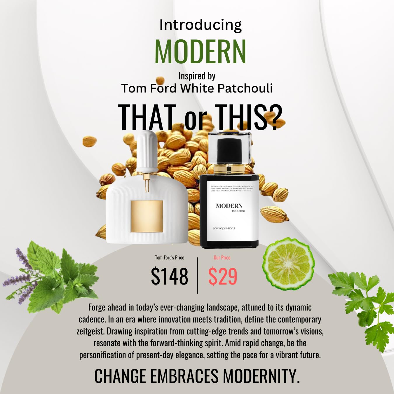 aromapassions MODERN | Inspired by TF WHITE PATCHOULI | Pheromone Perfume for Women | Extrait De Parfum | Long Lasting Clone Essential Oils Fragrance | Perfume De Mujer | (30 ml / 1 Fl Oz) - Image 5