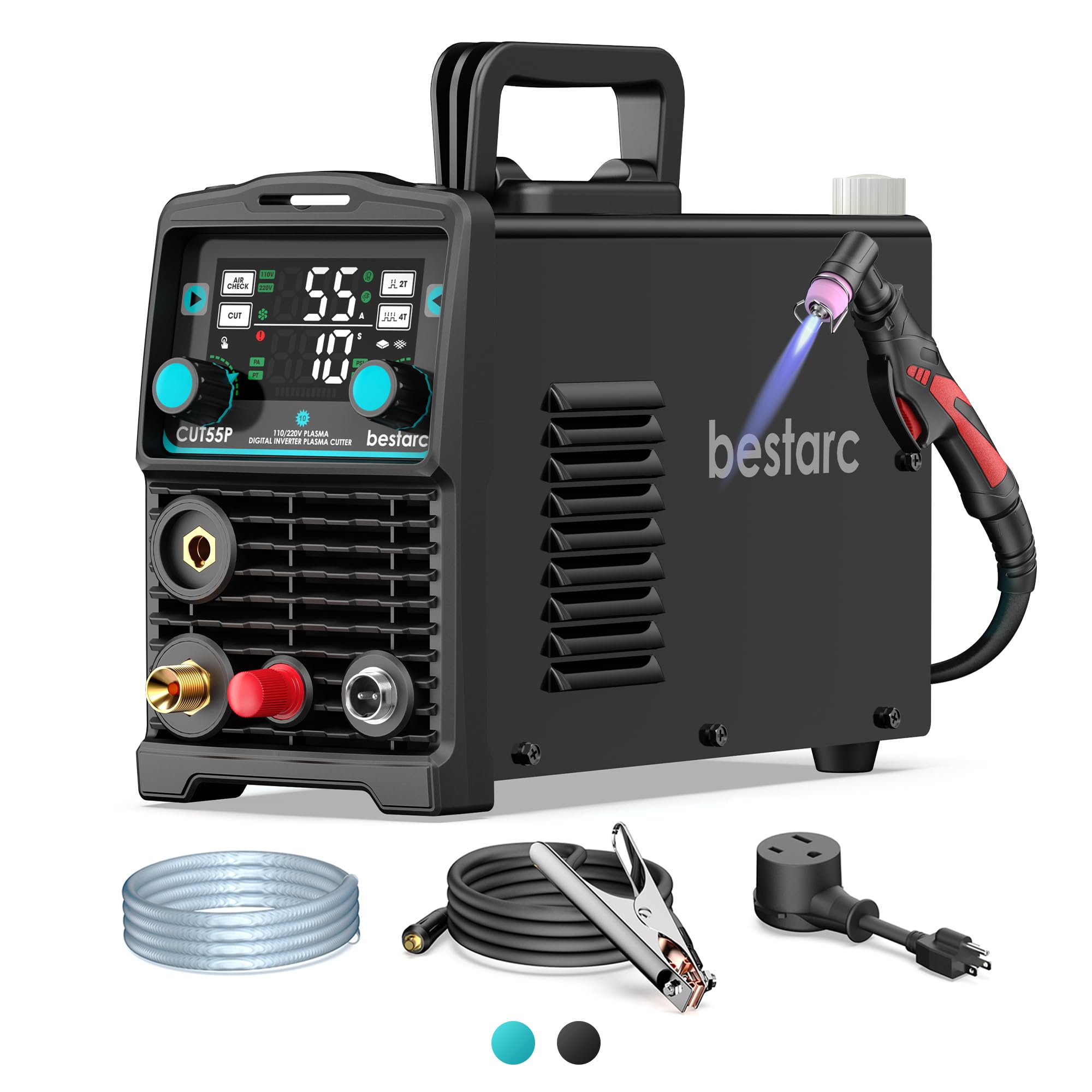 bestarc Plasma Cutter, [Pilot Arc][Large LED Display] 55A bestarc Plasma Cutter Machine 110/220V Dual Voltage, 5/8 Inch Clean Cut 3/4 Inch Max Cut,