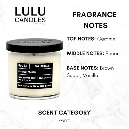 Miniatura 2 de Lulu Candles Pecanas azucaradas (6 onzas), Velas de alta calidad altamente perfumadas en caja de regalo para el hogar y la oficina, vela en tarro de