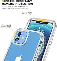 Vista 4 de Diaclara Diseñada para iPhone 12/12 Pro, cuerpo completo resistente con protector de pantalla integrado sensible al tacto, antiarañazos, funda
