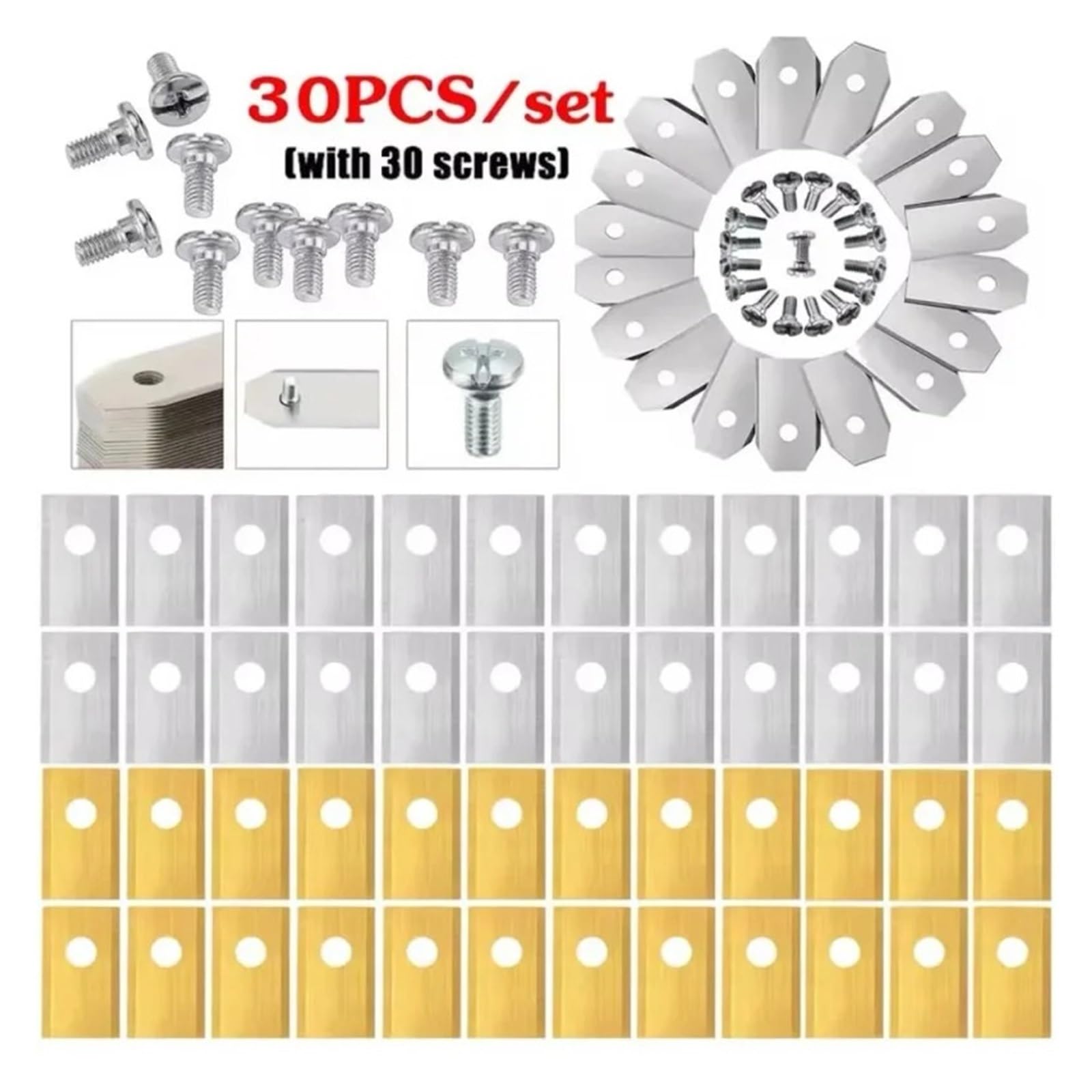 9/36PCS Cuchillas De Corte De Césped Kit De Tornillos De Cuchilla De Corte De Cortacésped De Acero Inoxidable Compatible Con Cortacésped Robótico Worx Landroid(18pcs Silver)
