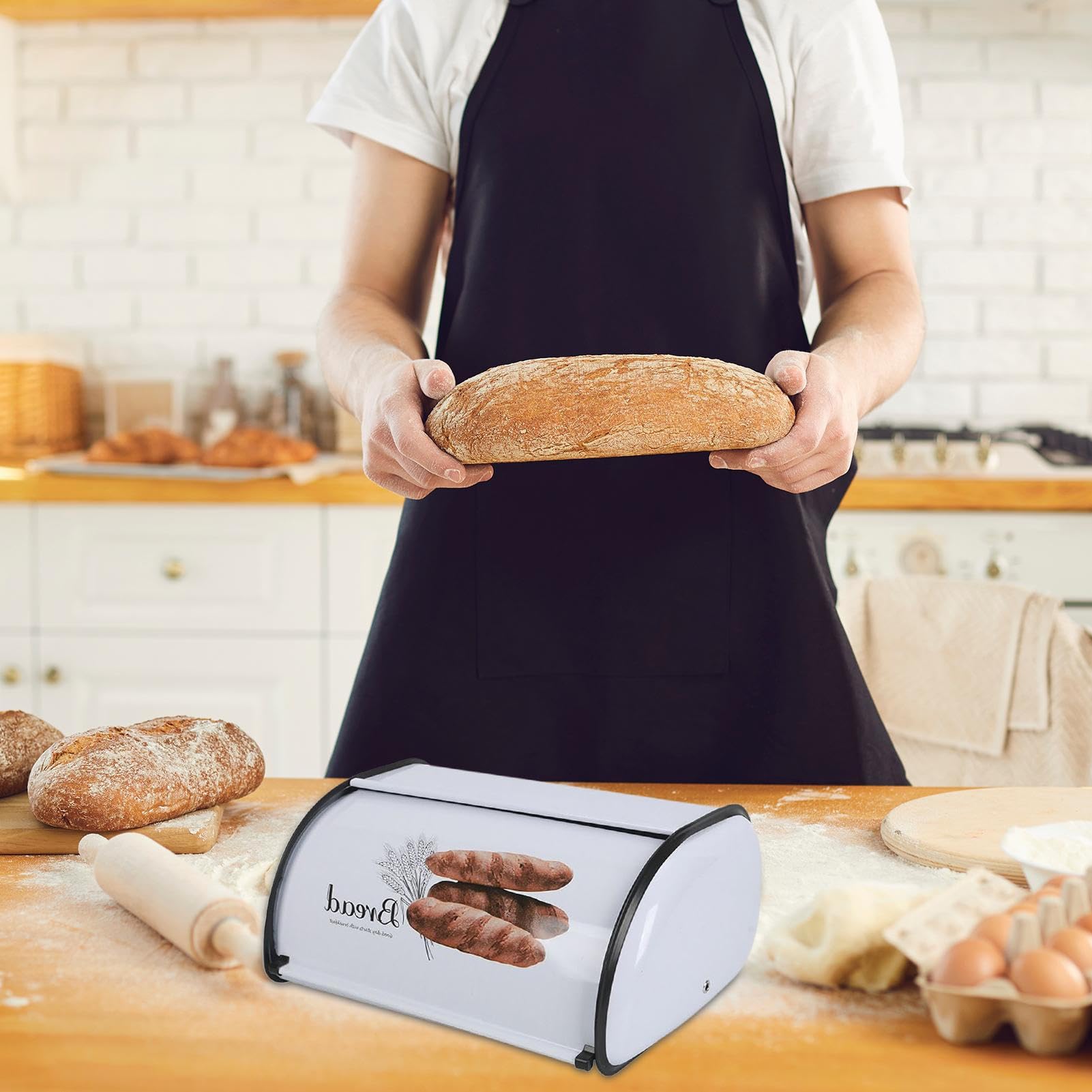 Pojemnik na chleb, pojemnik na żywność, mały, kosz i organizer na bochenki wiejskie, idealny do utrzymania świeżości domowej roboty, zapewnia wygodne przechowywanie, tosty, chleby, naleśniki