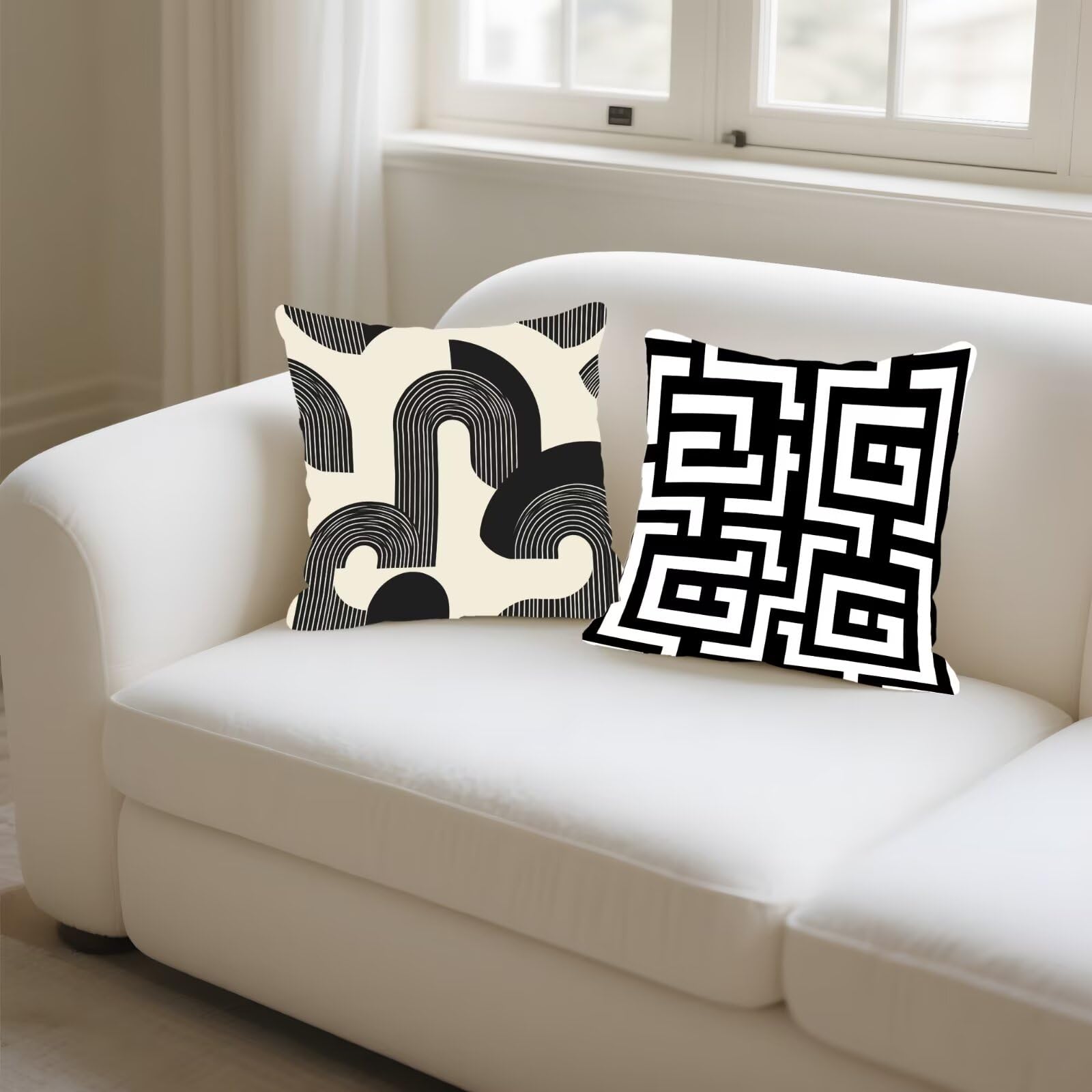 Cojines Sofa Fundas Cojines 50x50cm SúPer Suave Cojin Geometría Raya Juego de 4, Fundas Almohada Impermeable Exterior, Interior Y Exterior Cojin Decorativos, Para JardíN SalóN Regalos NavideñOs P-337
