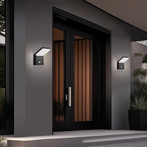 Miniatura 8 de Lustrlach Lámpara exterior con sensor de movimiento para montaje en pared, aplique de pared exterior, luz de porche, luces de garaje, luces de