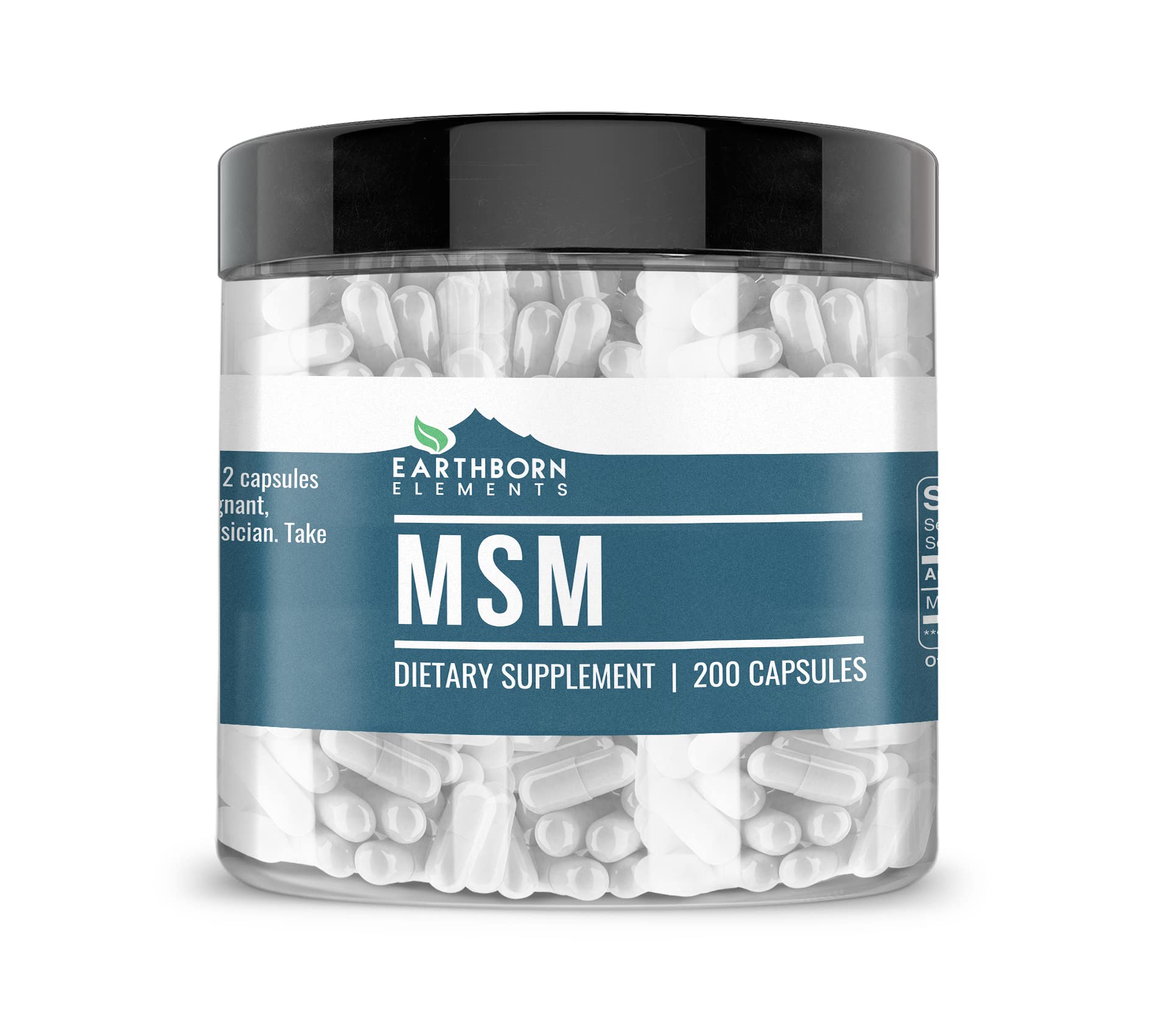 Methylsulfonylmethane (MSM) 200 Capsules, Non-GMO, Easy-to-Take Caps