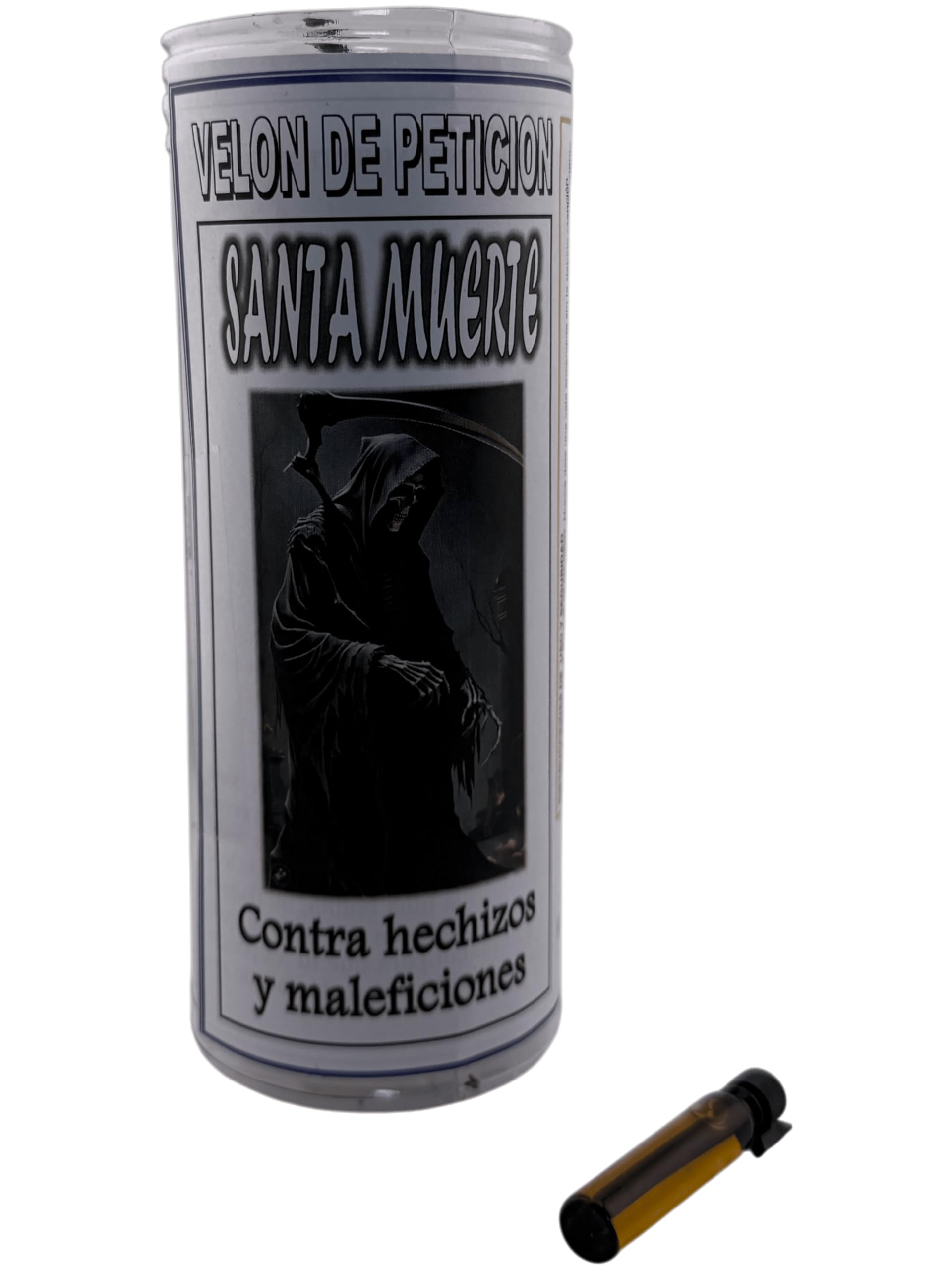 HOSTENATURA Santa Muerte Petition Candle 15 cm | Esoteric Candle with Prayer and Oil | Energy Protection and Defense | Full Spiritual Ritual