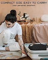 Vista 8 de Relavel Bolsa de maquillaje pequeña para mujer y niña, bolsa de maquillaje y brochas portátil de 2 capas, organizador de brochas de regalo de Navidad