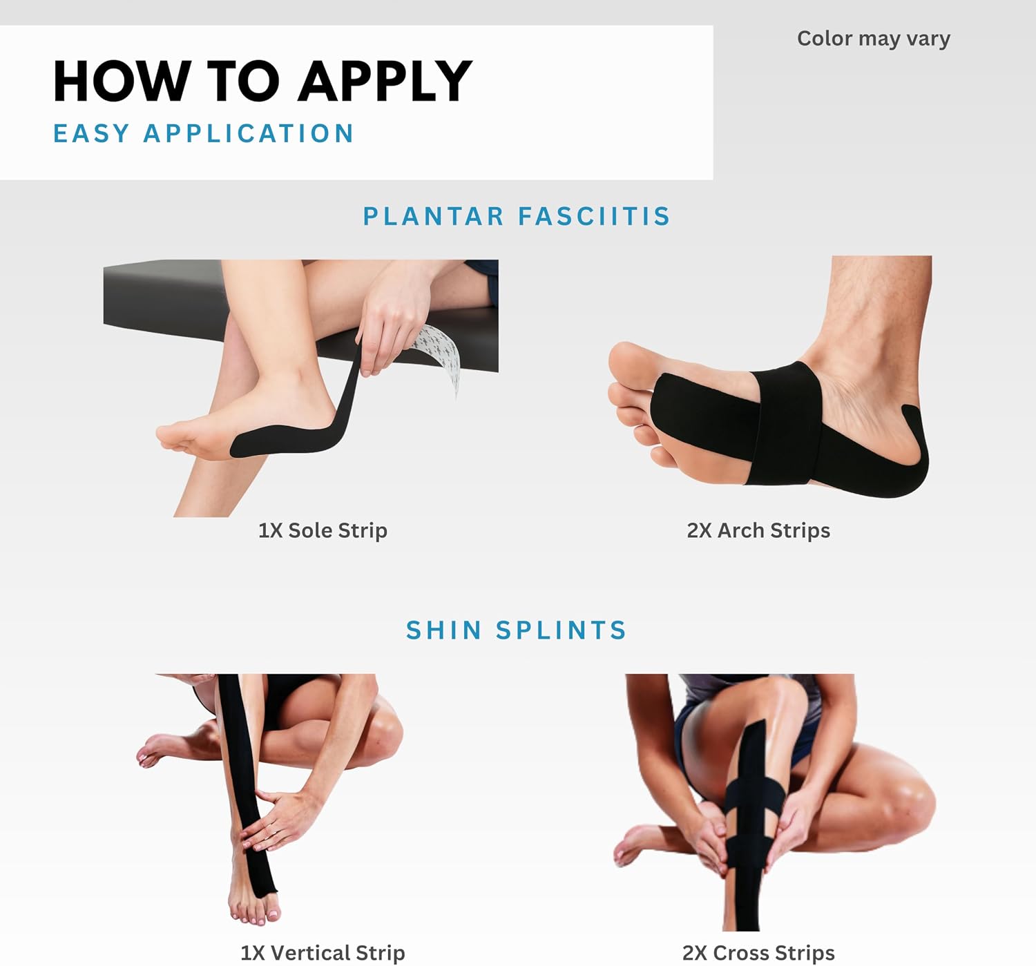 Plantar Fasciitis Kinesiology Tape (12 Count) - Arch Support from Premium Waterproof Precut Synthetic Kinesio Tape Strips that Stick Up to 7 Days (Nude, 12 PCS - Synth)