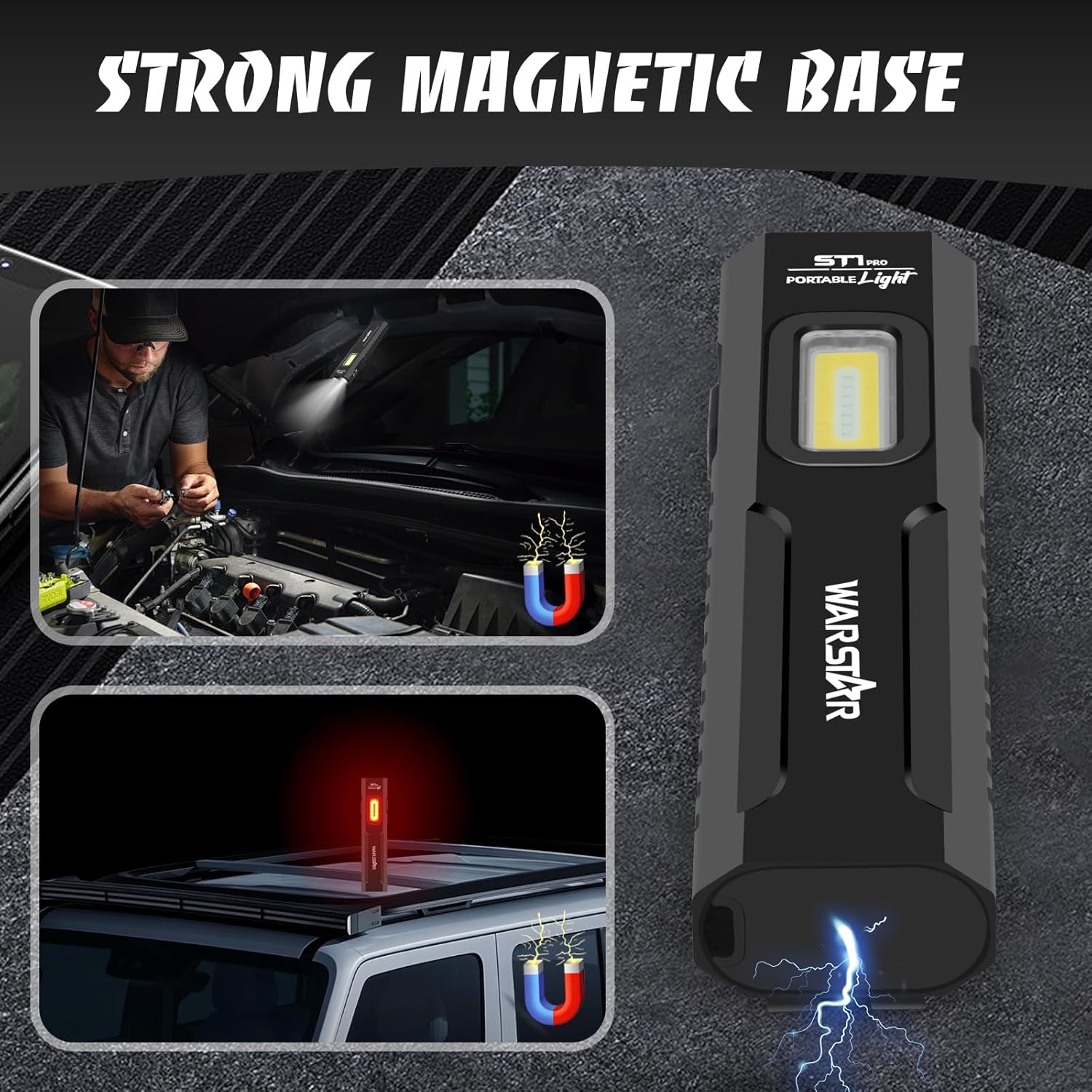 Rechargeable EDC Flashlight, 1500 Lumens Flat Pocket Flashlight with UV Light, Magnetic Base and Pocket Clip, USB-C Portable Flash Light for Camping, Home, Emergency, Car Repair