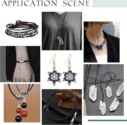 Miniatura 9 de PH PandaHall 100 yardas de cordón de algodón encerado de 0.059in de hilo encerado negro para pulsera, collar, cuentas de cintura, hacer