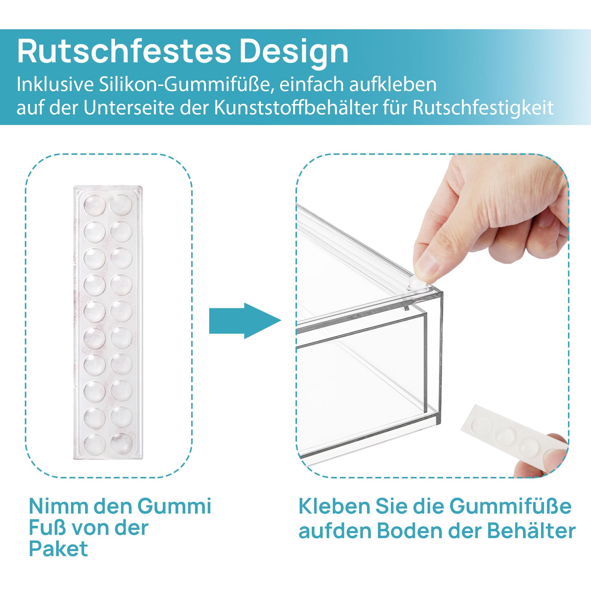 Vtopmart Boxen Aufbewahrung mit 3 Schubladen, Clear Schminktisch Organizer, Anti-Rutsch Organizer Schublade Benutzt für Badezimmer, Schminktisch, Schreibtisch Acryl