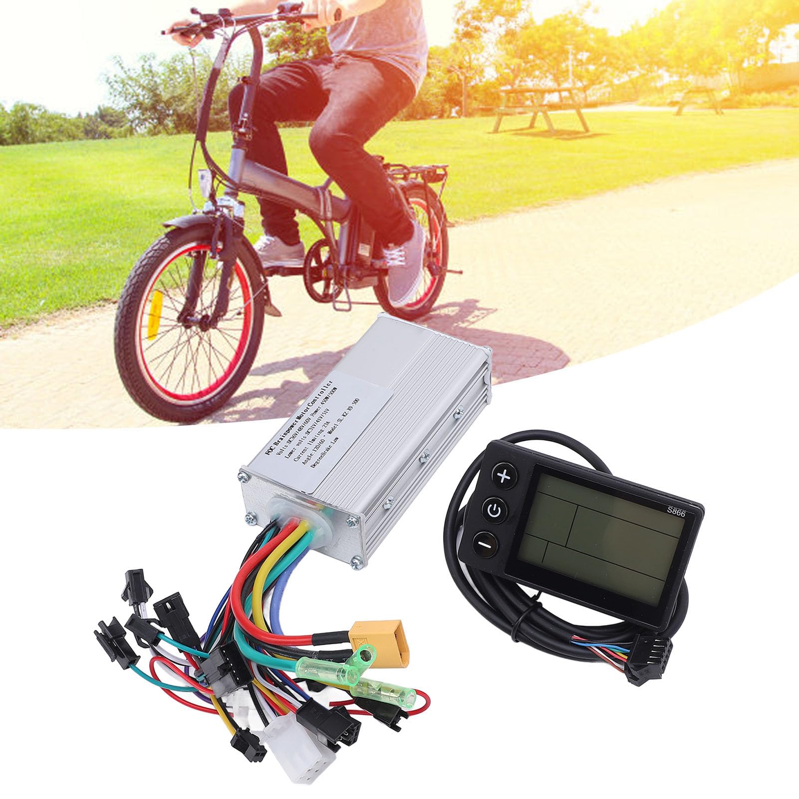 BuyWeek Kit de Controlador de Motor para Bicicleta Eléctrica, Controlador de Onda Sinusoidal 36V 48V 60V 450W 500W con Panel LCD S866