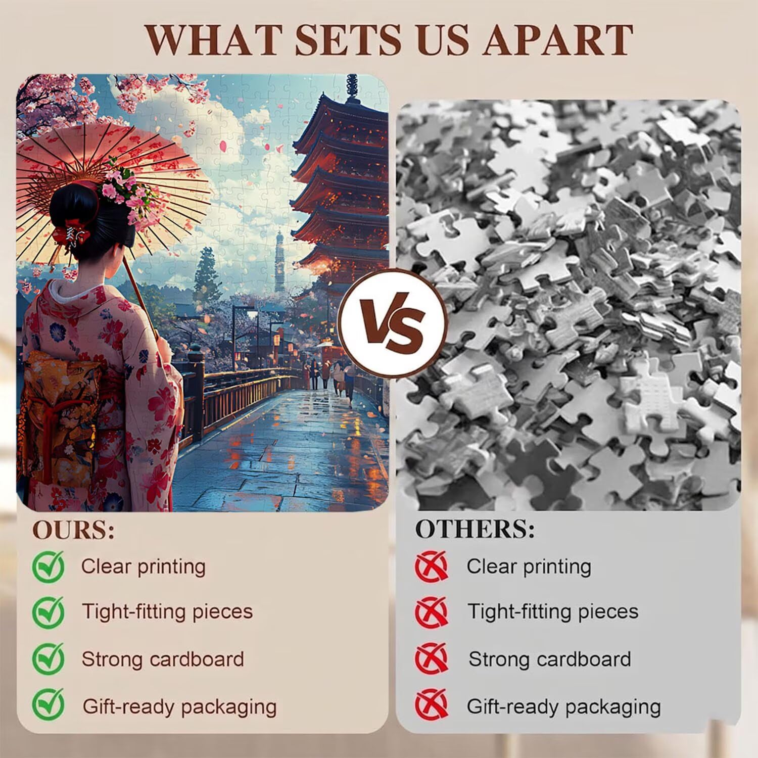 donna Giappone Puzzle 1500 Pezzi per Adulti, Puzzle in Legno - Collezione Classica con Poster Incluso - Sfida di Concentrazione e Passatempo Antistress, Gioco Educativo per Famiglia, 87 x 57 cm f0-820