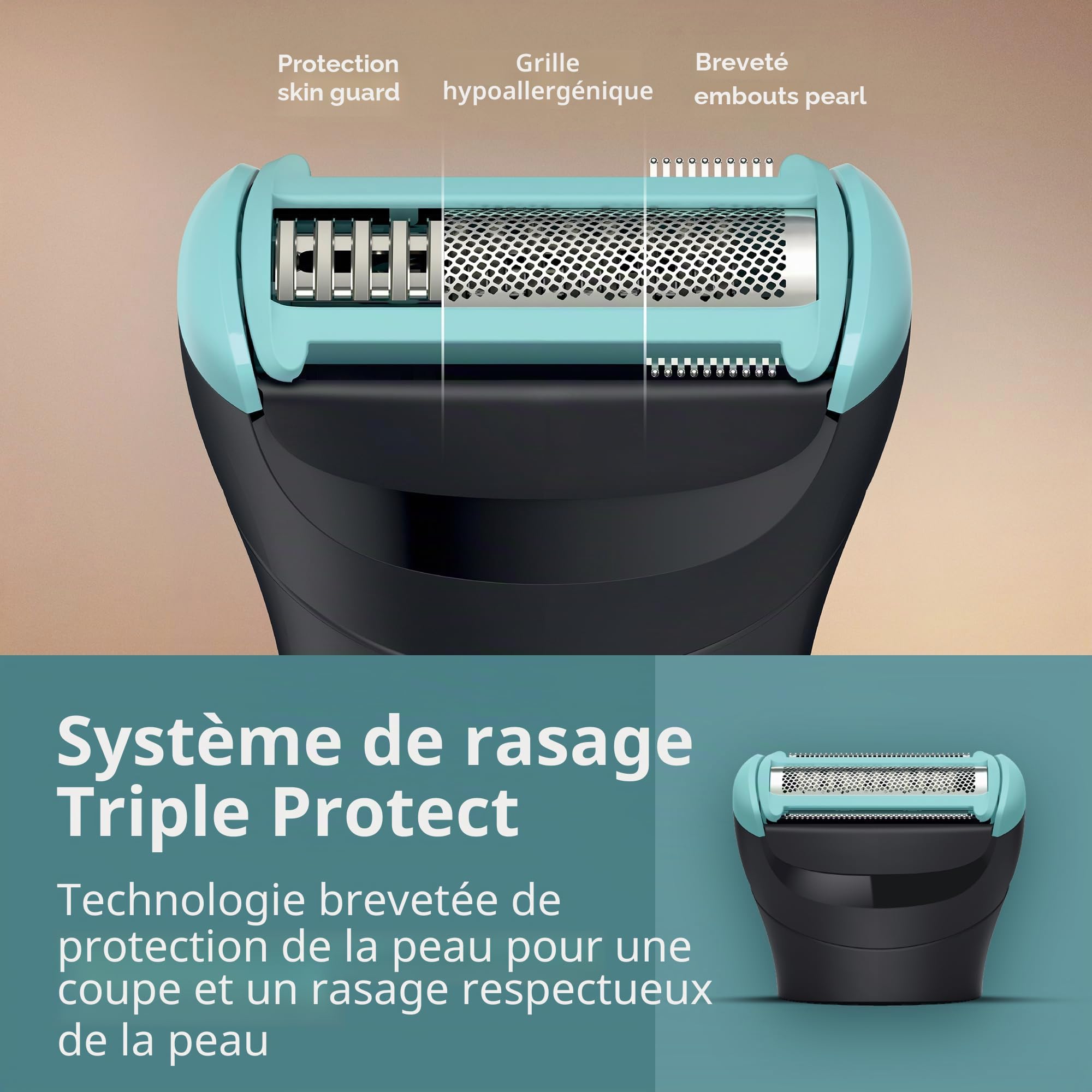 Philips Norelco Body Groomer 5000 Series – Rasoir et tondeuse à cheveux intimes pour homme avec tête de rasage interchangeables et réglables, 100% étanche – BG5490/50