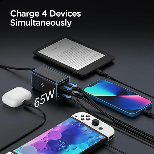 Miniatura 6 de Cargador USB C, Spigen 65 W GaN III Estación de carga USB C de 4 puertos, USB-C PDUSB-A carga rápida para MacBook iPad M2 M1 Pro Air iPhone 16 15 14