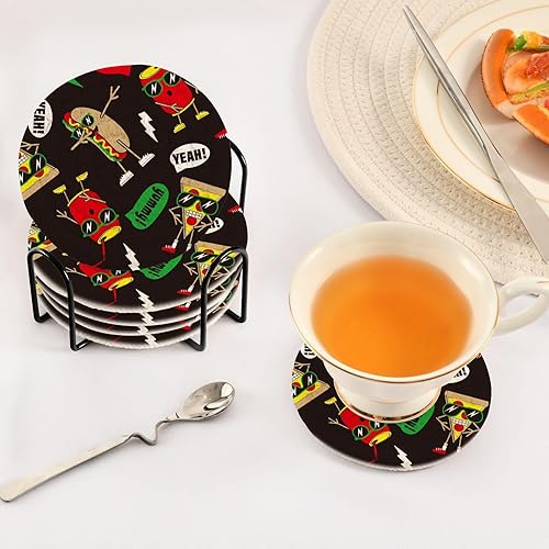 Miniatura 5 de Coasters Absorbant with Holder Set of 6 Coasters for Drinks Coasters for Office Porta Vasos para Mesas Funny Hot Dogs