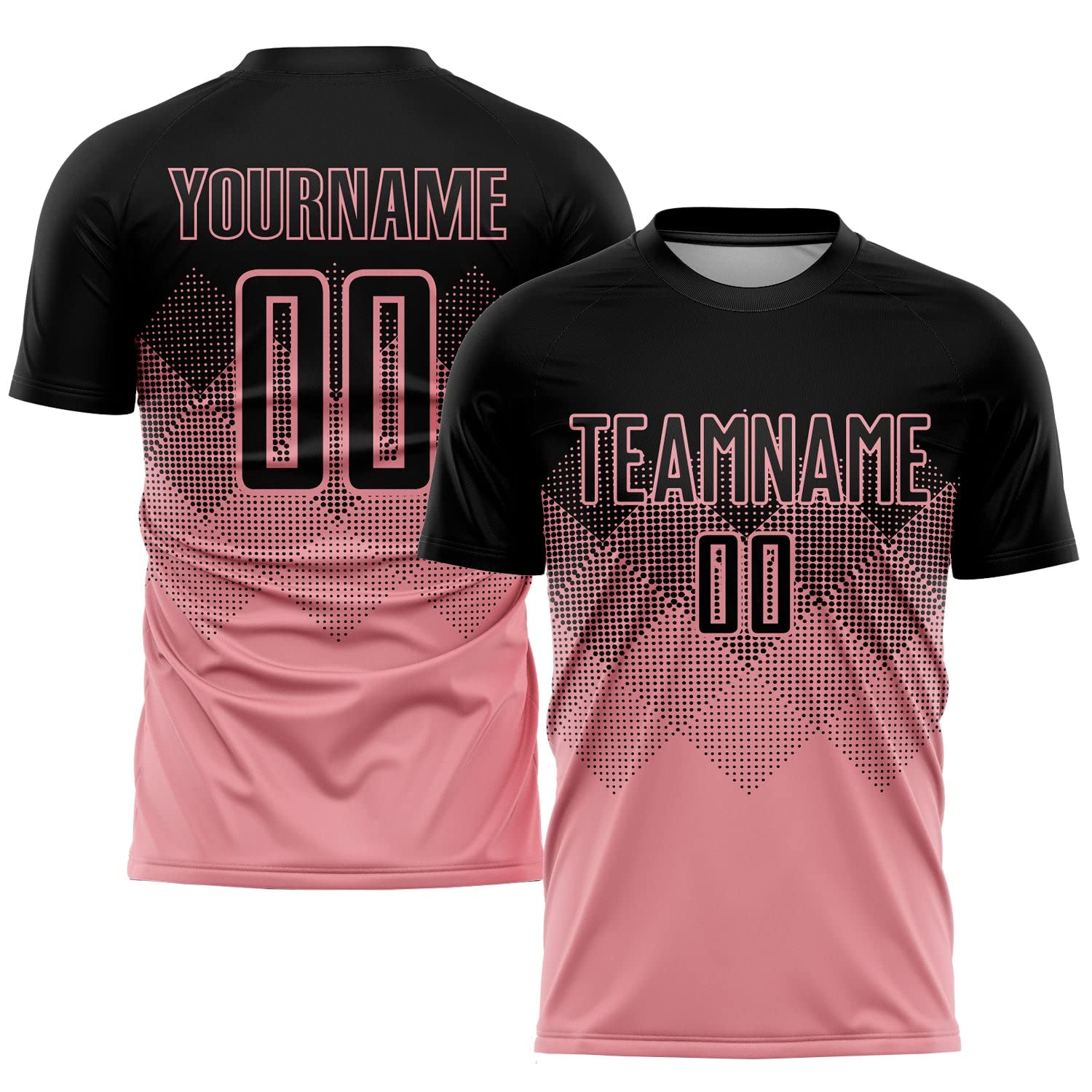 Custom Soccer Jerseys for Men Women Youth Kids, Pink and Black Personalized Soccer Jersey Printed Name Number Logo Mens Clothing