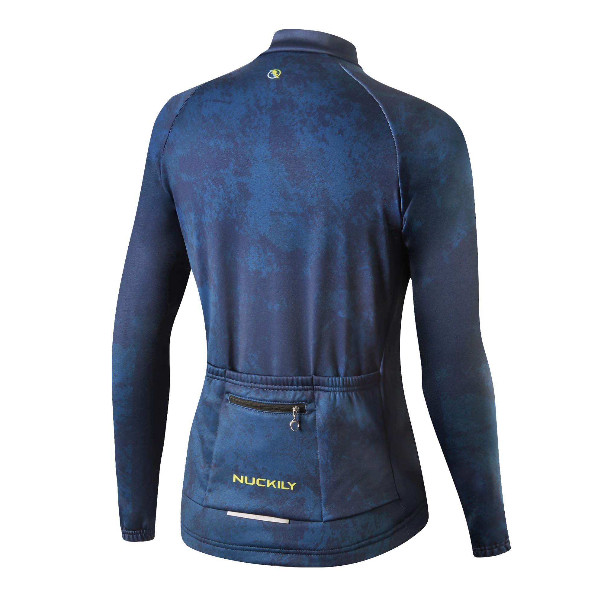 NUCKILY Thermo-Radtrikot für Herren, langärmelig, mit Fleece gefüttert, Fahrradjacke mit Taschen für den Winter und kaltes Wetter, Fahrradbekleidung, MI0041, Blau, Größe M