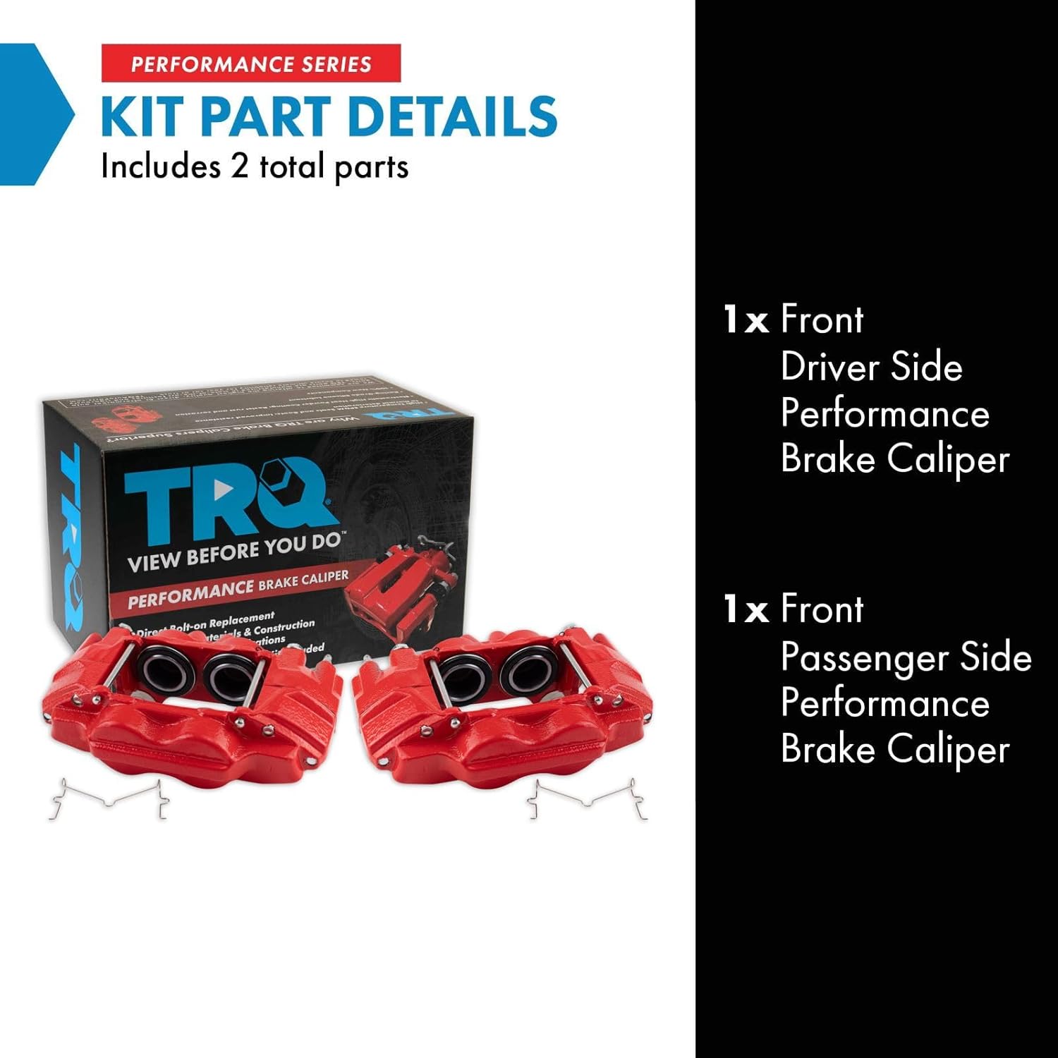 TRQ Performance Front Left and Right Brake Caliper Set Compatible with 03-09 Toyota 4Runner Caliper Casting #13WG 07-14 FJ Cruiser Caliper Casting #13WG 05-23 Tacoma Caliper Casting #13WG