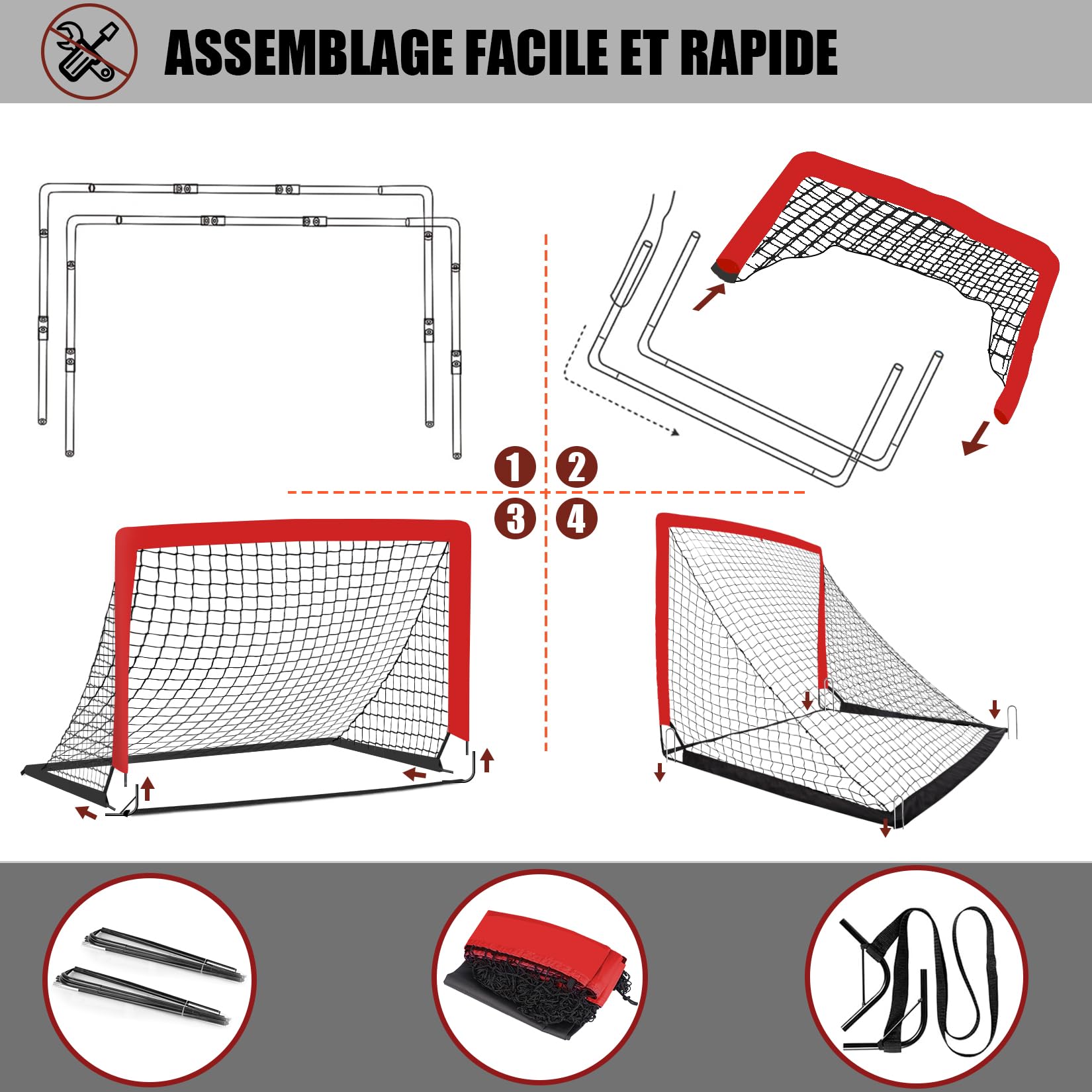 Cage de Foot Exterieur, Lot de 2 But de Foot Exterieur, Goal de Foot avec Cible Suspendue, Sac de Transport, pour Jardin, la Cour, Plage