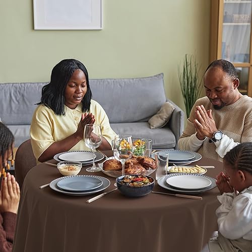 Miniatura 6 de MASHAN 12 manteles redondos de plástico para otoño, color amarillo, naranja, verde, marrón, desechables, para otoño, cosecha, día de Acción de