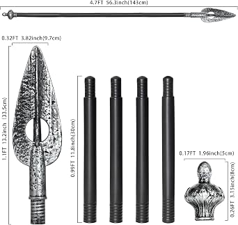 Spartan Spear Medieval Roman Plastic Spear Prop Costume Accessory Weapon,Cosplay Vikings Role Play for Halloween Party