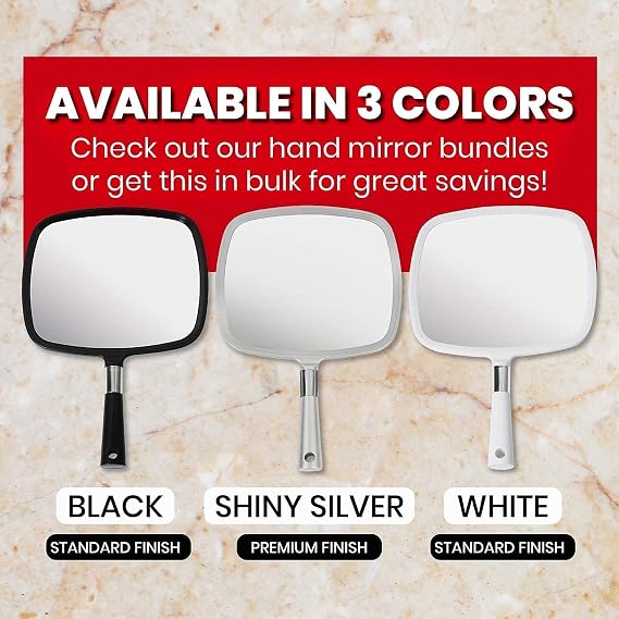 MIRRORVANA Professional Large Hand Held Mirror, 9 x 13 (Elegant Silver)