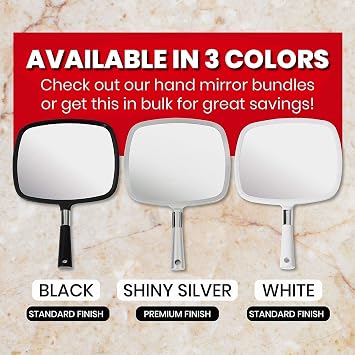 MIRRORVANA Professional Large Hand Held Mirror, 9 x 13 (Elegant Silver)