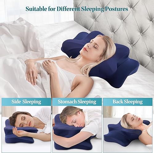Miniatura 6 de Almohada cervical cervical para aliviar el dolor de cuello Almohada cervical de espuma viscoelástica, almohada ortopédica de apoyo para el cuello,