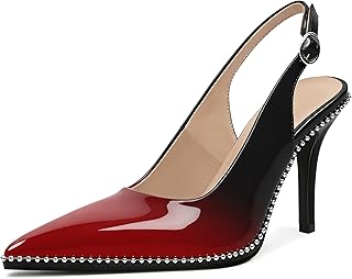 Women Beaded Pumps High Heel Slingback Pointed Toe