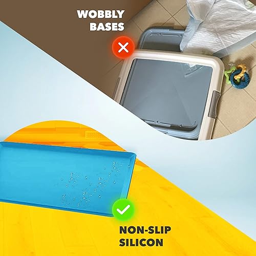 Miniatura 2 de Skywin Bandeja para almohadillas de entrenamiento para cachorros de 24 x 24 pulgadas, soporte de silicona para almohadilla de malezas, soporte para