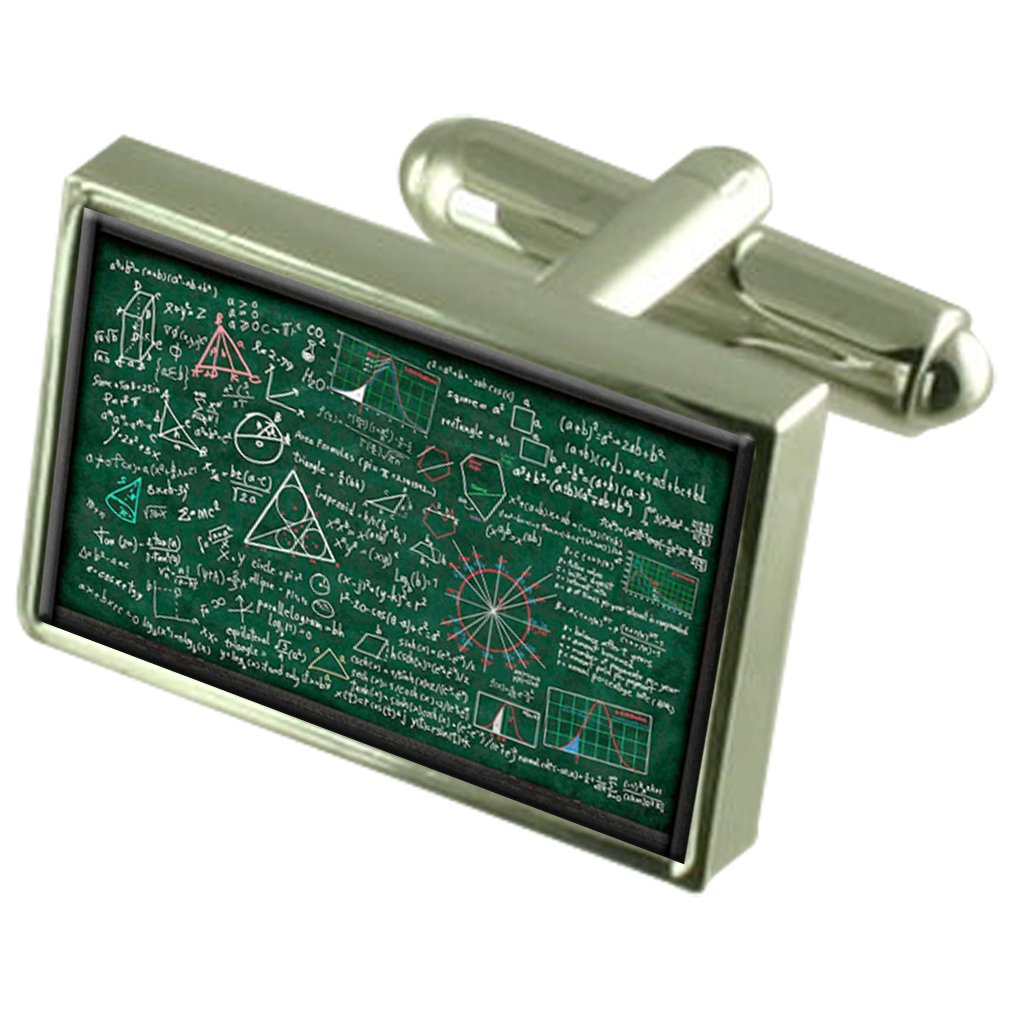 Profesor de matemáticas pizarra gemelos cristal clip de corbata set 5