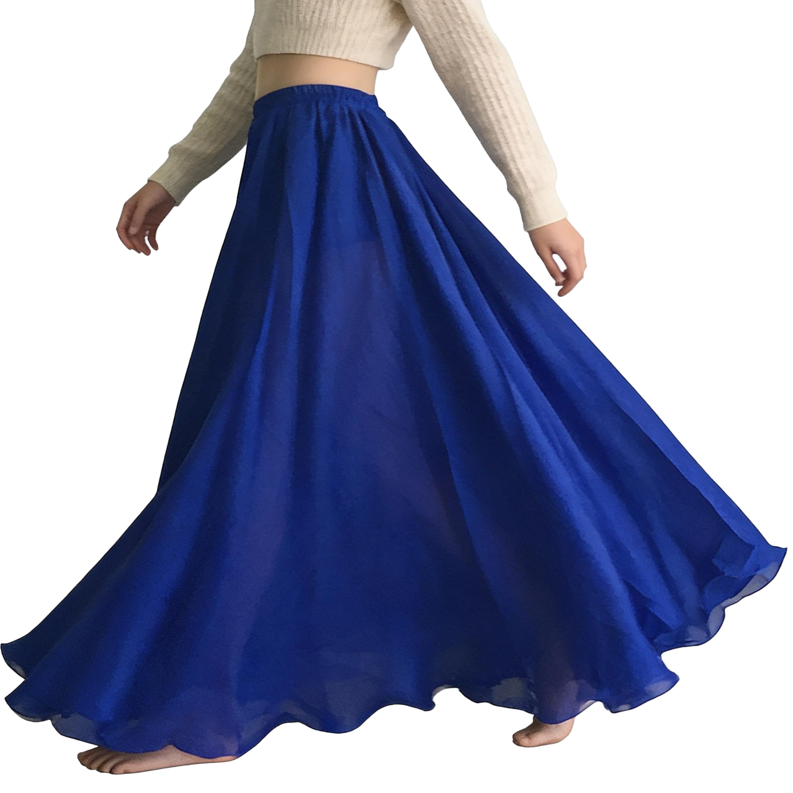 Wuchieal Damen Bauchtanz-Rock, Tribal-Chiffon, voller Rock, Lob Tanzrock, mexikanischer Rock