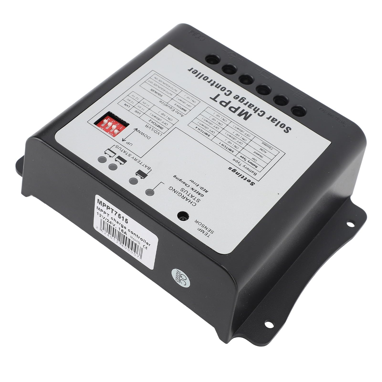 Yosoo Health Gear Regolatore di Carica Solare MPPT, Regolatore Pannello Solare in Lega di Alluminio ABS 15A 75V per Batterie 12V 24V, Tracciamento 99,9%, Monitor LCD, Protezione Multipla per Marino